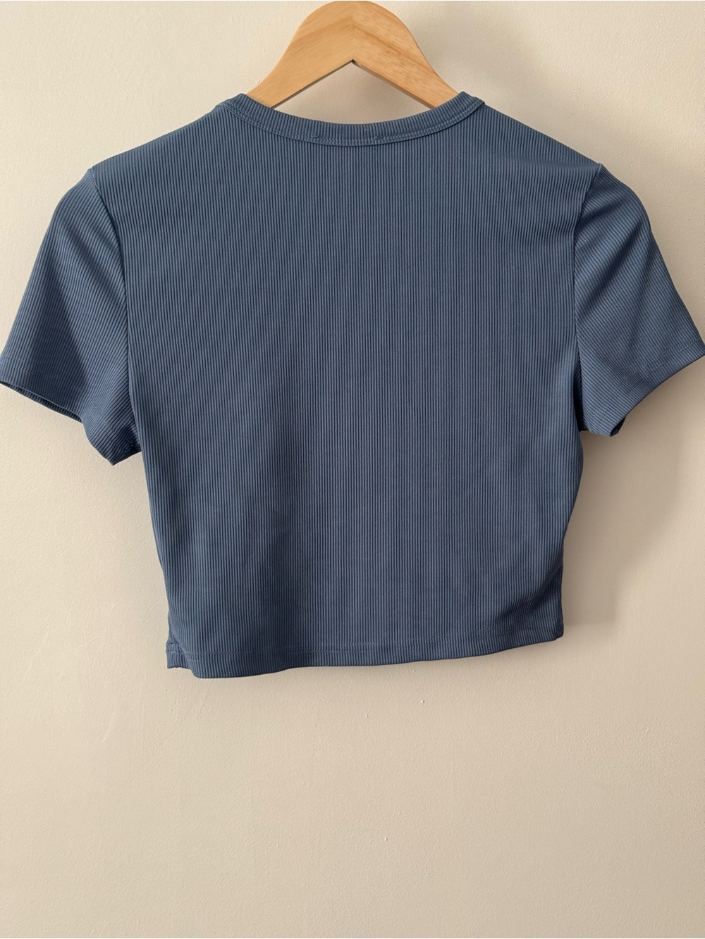 Cider Blue Ribbed Graphic Baby Tee Crop Top Size Medium Y2K - Picture 2 of 4